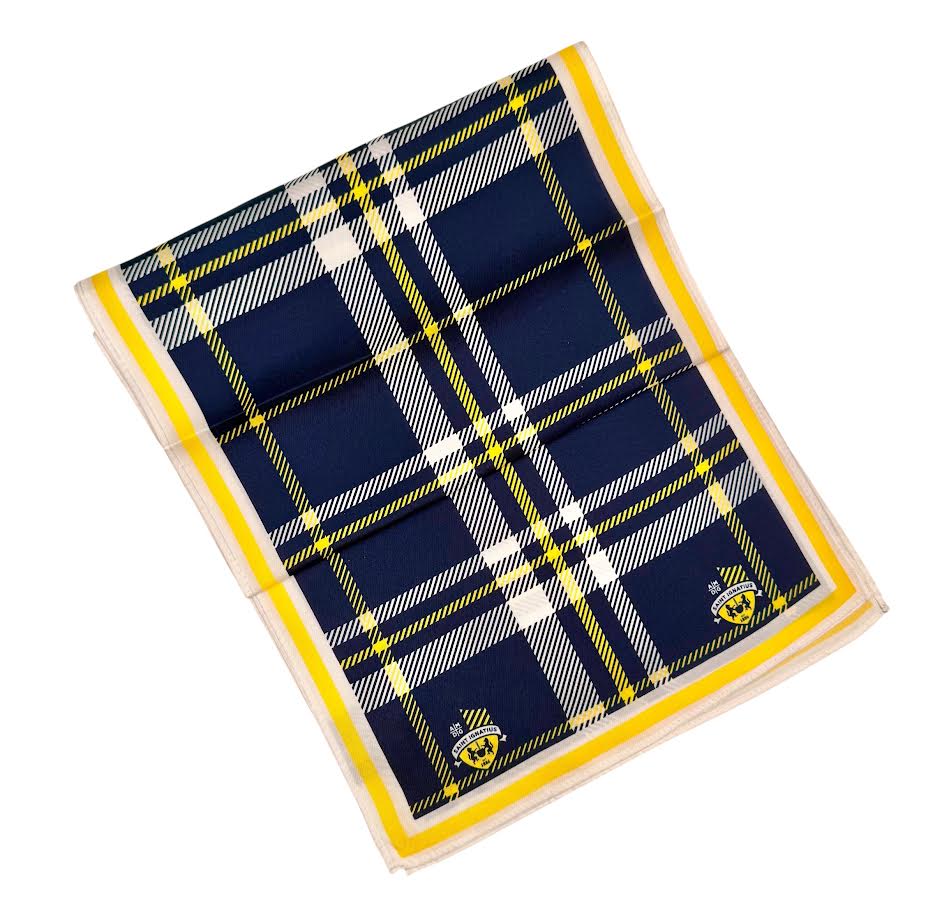 6 Bridges Navy Plaid Silk Scarf