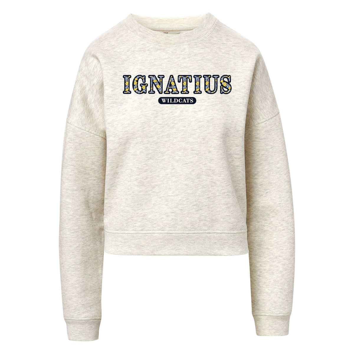 MV Sport Women's Oatmeal Flower Crewneck