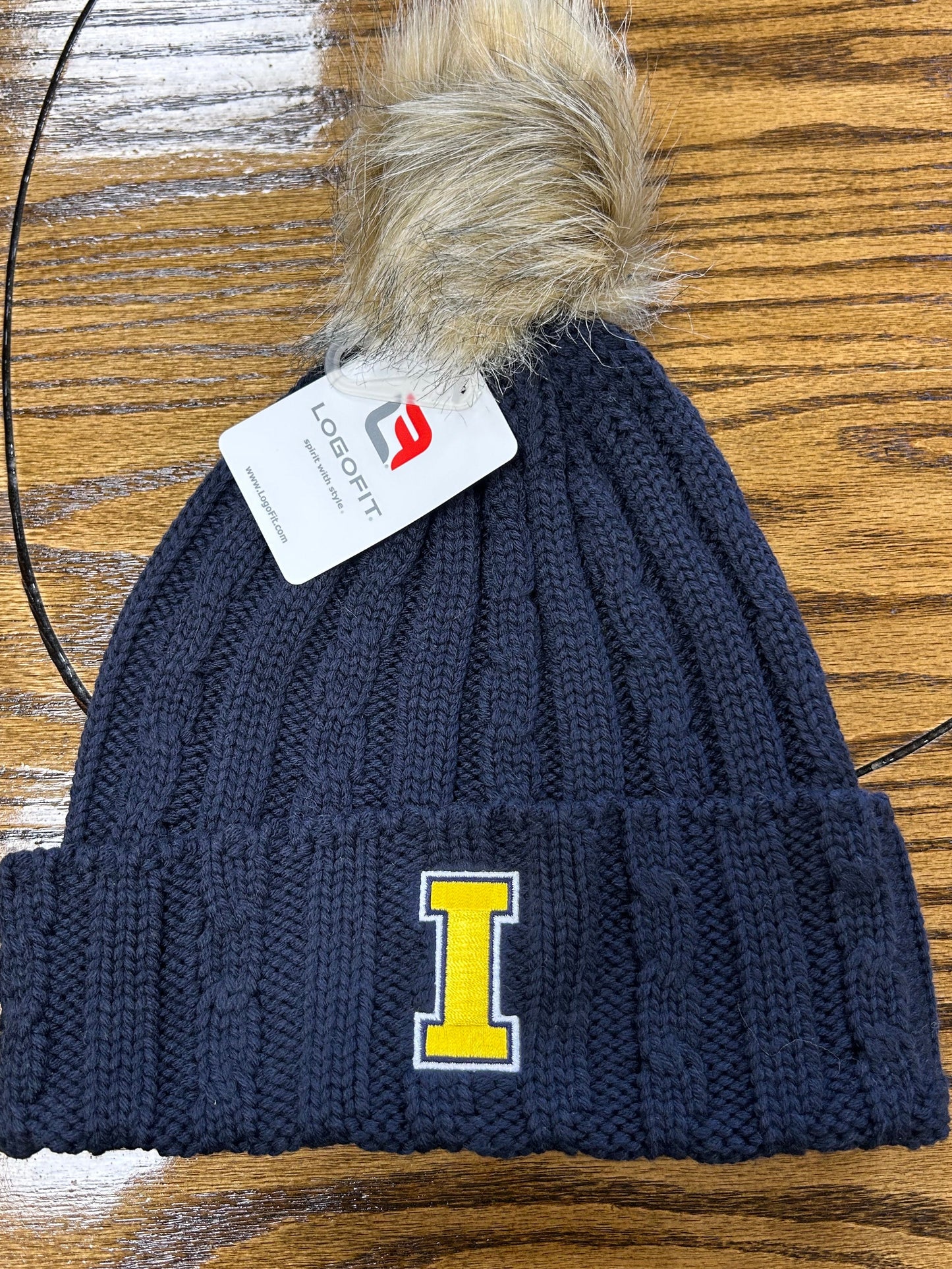 LogoFit Navy Women's Knit Pom Hat