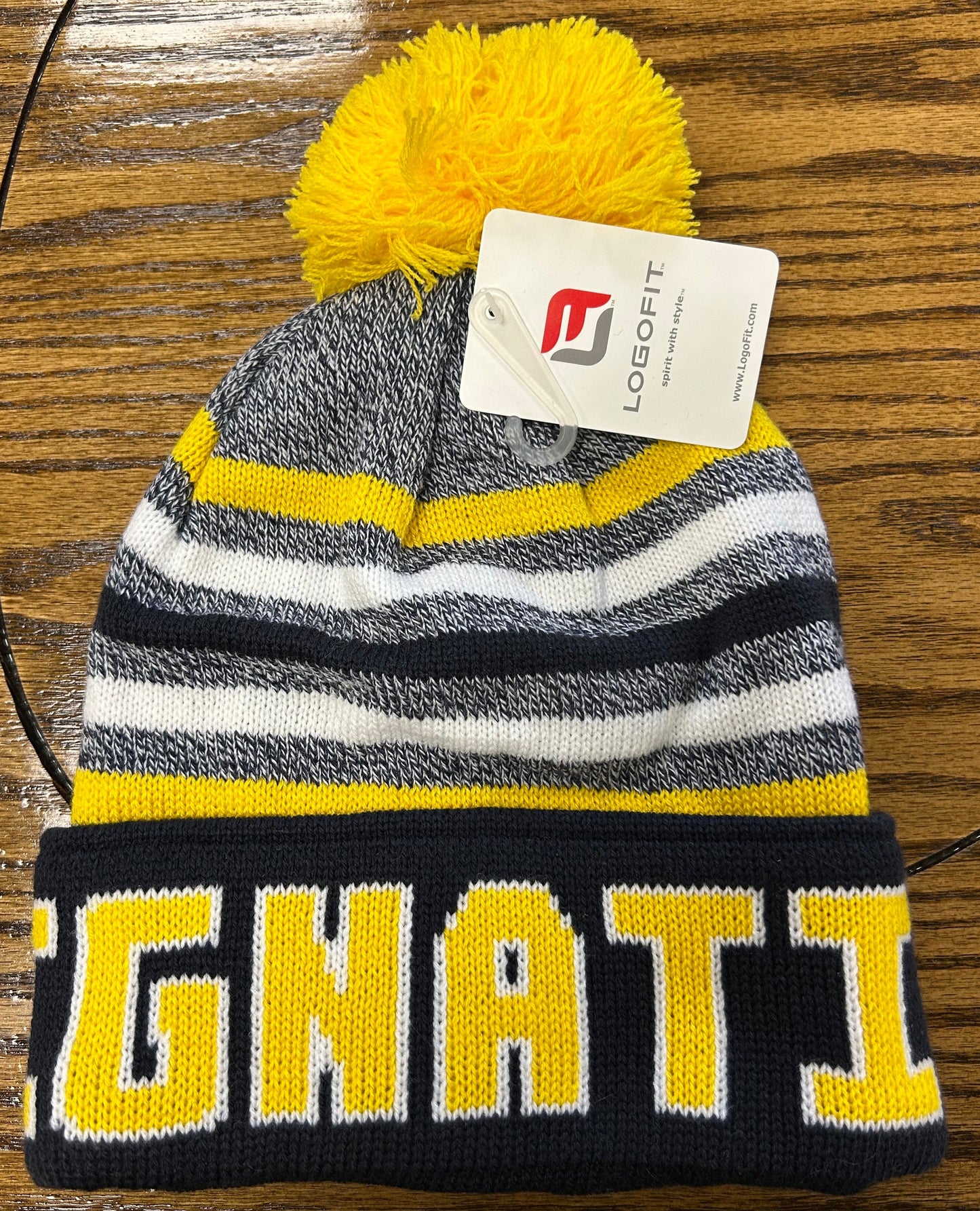 LogoFit Navy Stripe Fleece Lined Hat