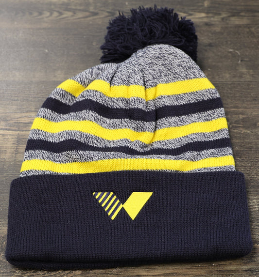 Welsh Academy Logo Fit Striped Pom Hat